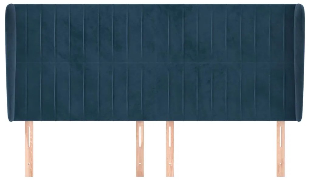 Cabeceira cama c/ abas veludo 183x23x118/128 cm azul-escuro