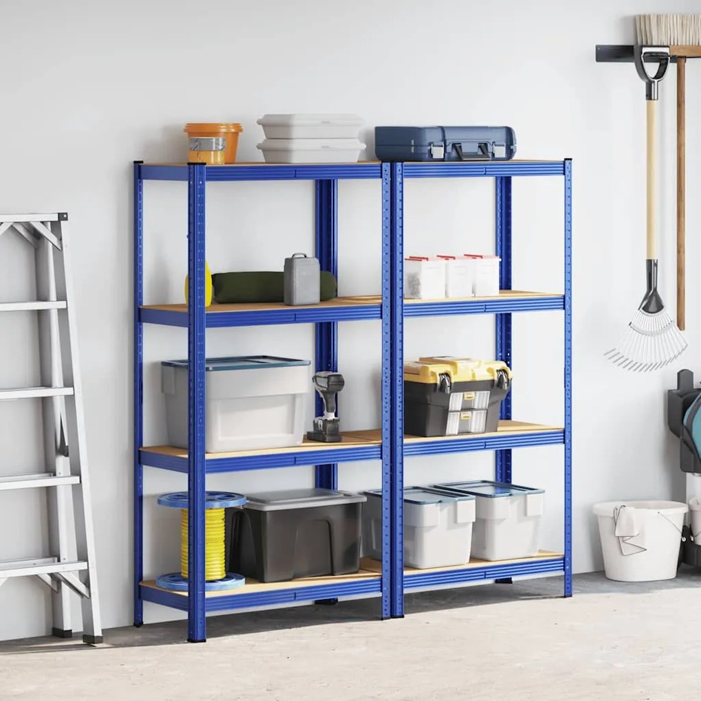 Prateleiras de armazenamento de 4 camadas 2 pcs aço azul