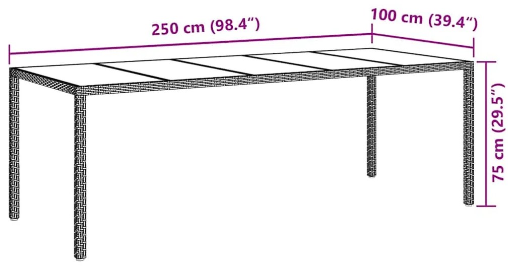 Conjunto de Jantar para Jardim 9 pcs Bege 250 x 100 x 75 cm