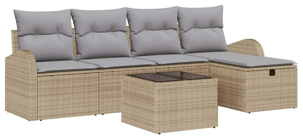 vidaXL Conjunto de Sofás com almofada Bege e Cinza Claro vime PE