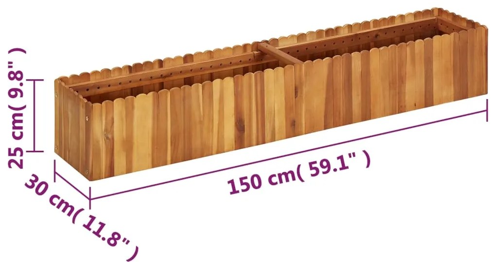 Floreira de jardim 150x30x25 cm madeira de acácia maciça