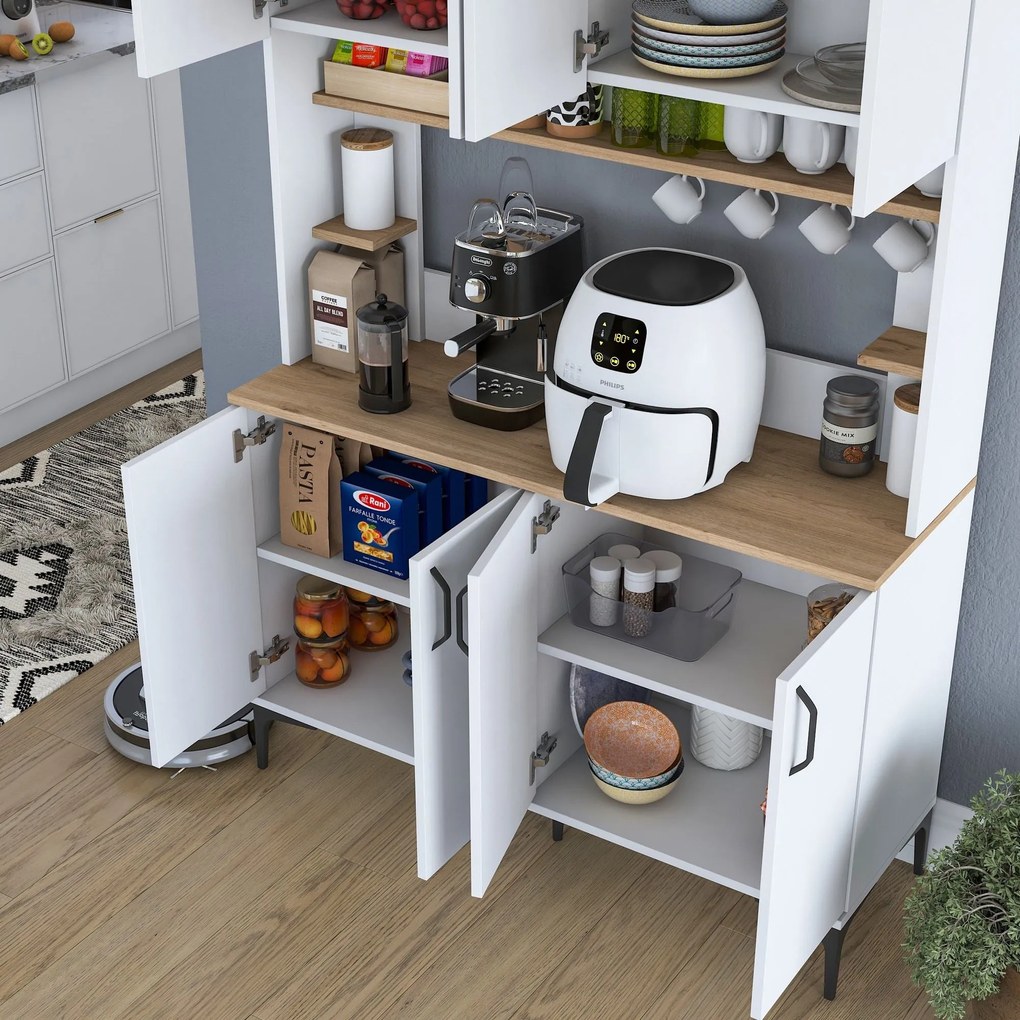 Armário Alto de Cozinha "Stella" - 120 x 184,2 x 40 cm - Nogueira e Br