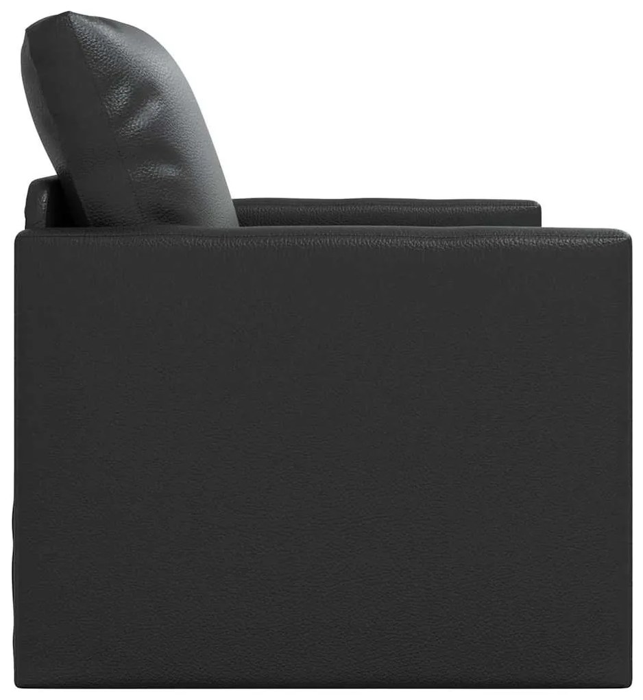 Sofá-Cama de Piso 2-em-1 Preto 74x77x81 cm Couro Sintético