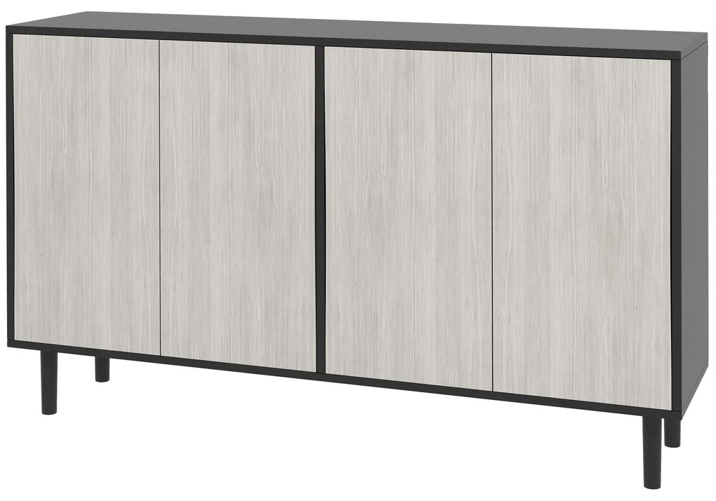 HOMCOM Buffet de Cozinha Móvel de Armazenamento 2 Armários com Prateleiras Ajustáveis 121x37x75 cm Preto e Aspecto de Madeira Cinza | Aosom Portugal
