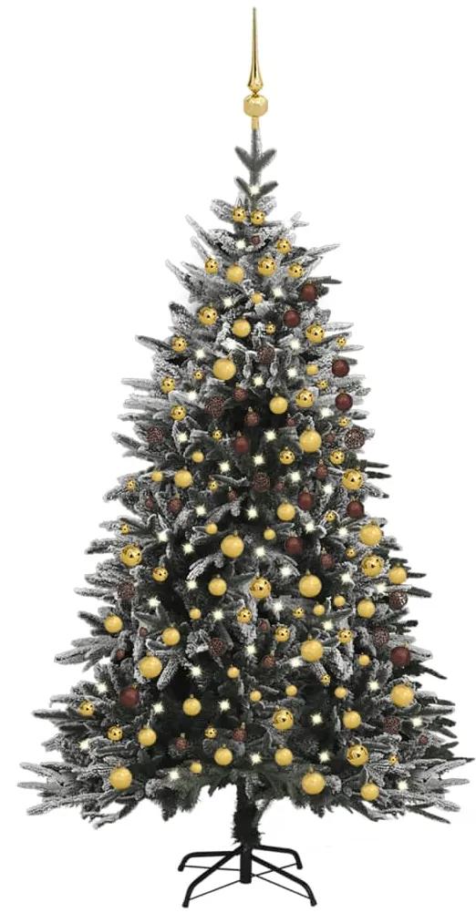 Árvore de Natal artificial c/ luzes LED/bolas/neve PVC/PE 240cm