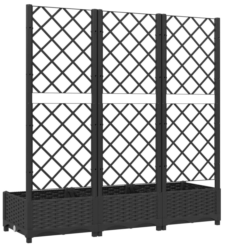 Vaso/floreira jardim c/ treliça 120x40x121,5 cm PP preto