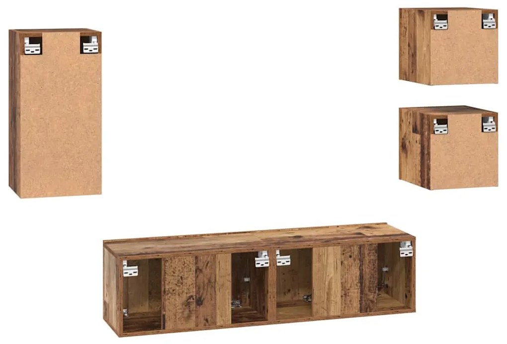Conjunto de móvel de TV 5 pcs Madeira antiga 30.5 x 30 x 60 cm