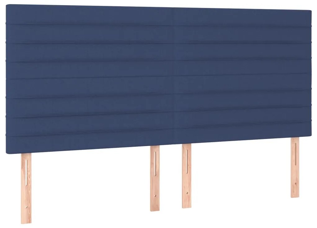 Cabeceira de cama c/ luzes LED tecido 160x5x118/128 cm azul