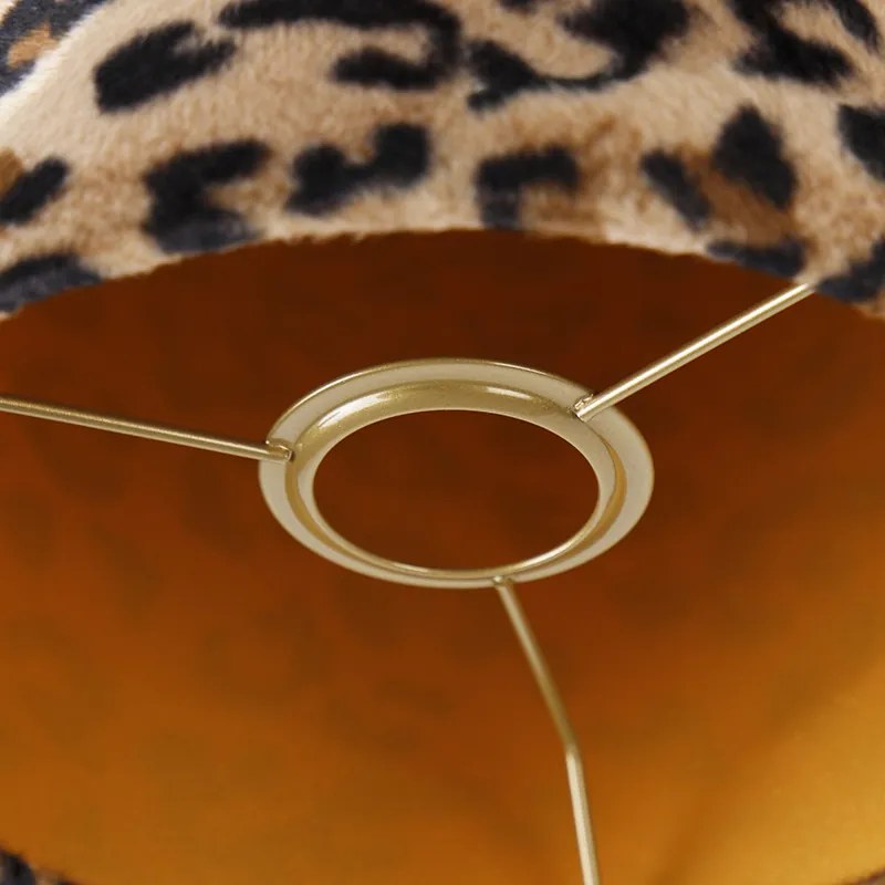 Abajur de veludo estampado de leopardo 20/20/20 interior dourado Clássico / Antigo
