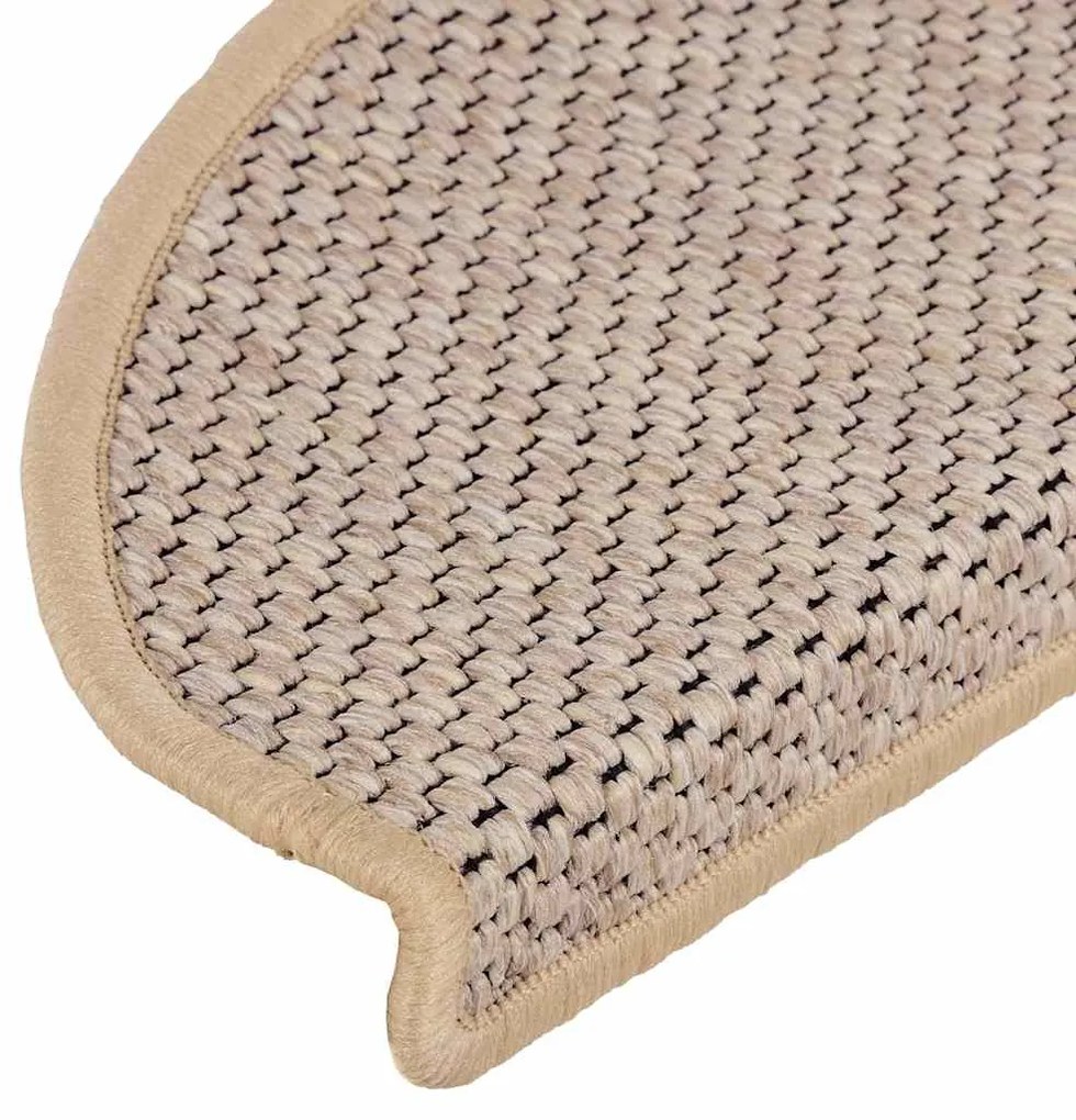 Tapetes escada adesivos aspeto sisal 15pcs 65x21x4cm bege-claro