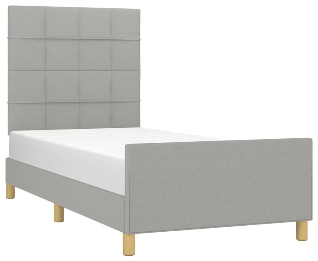 Estrutura de cama sem colchão 100x200 cm tecido cinzento-claro