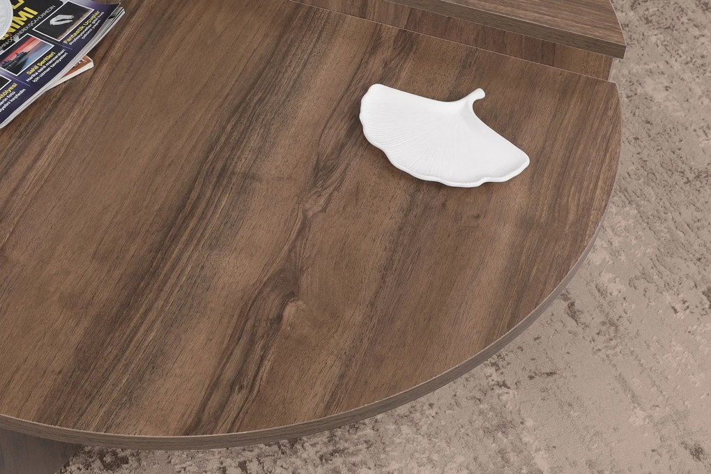 Mesa de Café Podium - Cor Nogueira - 90x30x60 cm e 85x35x30 cm