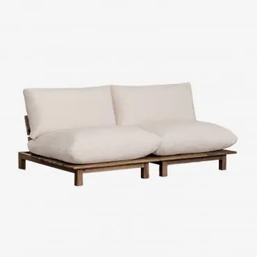 Sofá Modular Reclinável De 2 Peças Em Madeira De Acácia Brina Beige Creme - Sklum