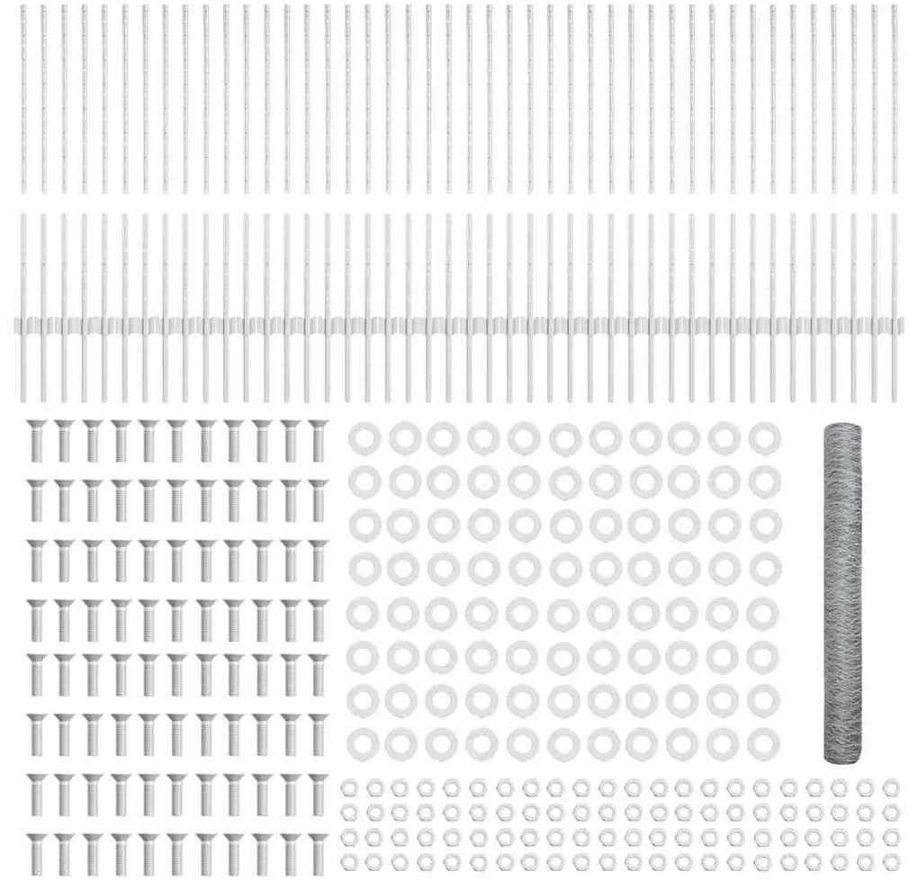 Postes de Cerca vidaXL 22 pcs U-Channel 100 cm Aço Galvanizado