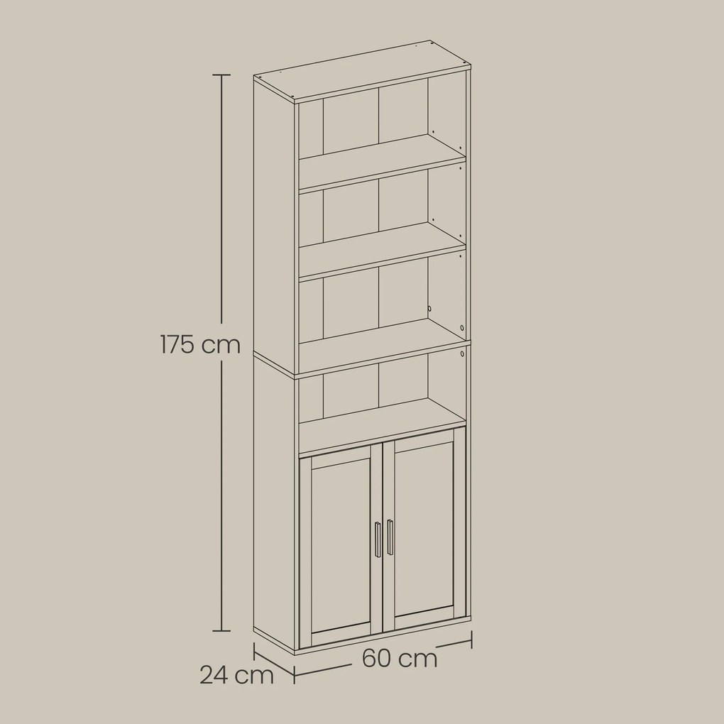 Estante sala com 6 prateleiras 24 x 60 x 175 cm Coleção CUSTOS branca