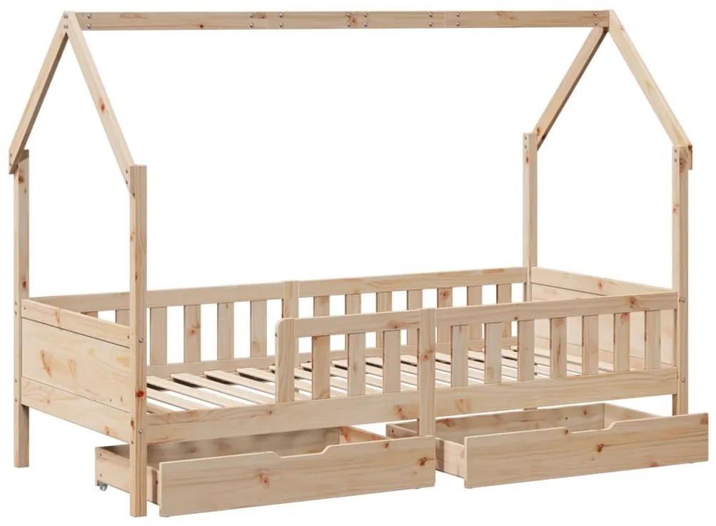 Estrutura de cama infantil c/ gavetas 90x190 cm pinho maciço