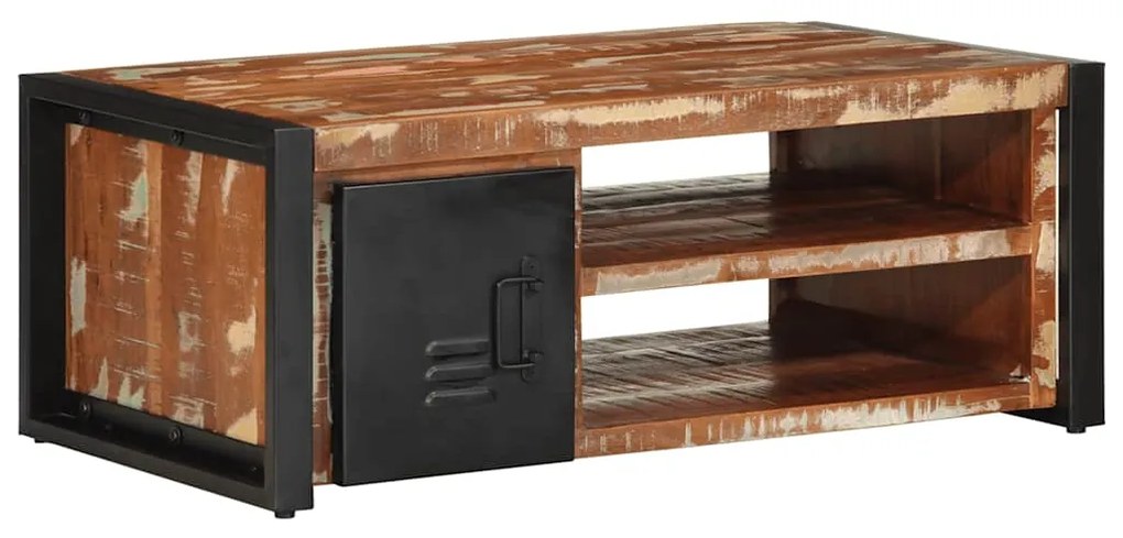 vidaXL Mesa de centro multicor 90x50x36 cm madeira maciça recuperada