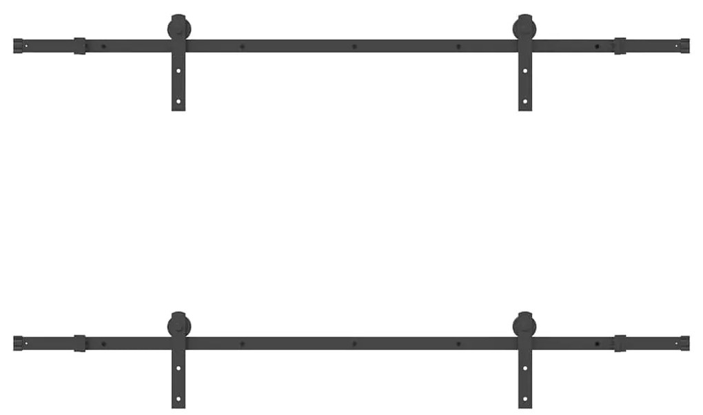 Kit de ferragens para porta deslizante 200 cm aço preto