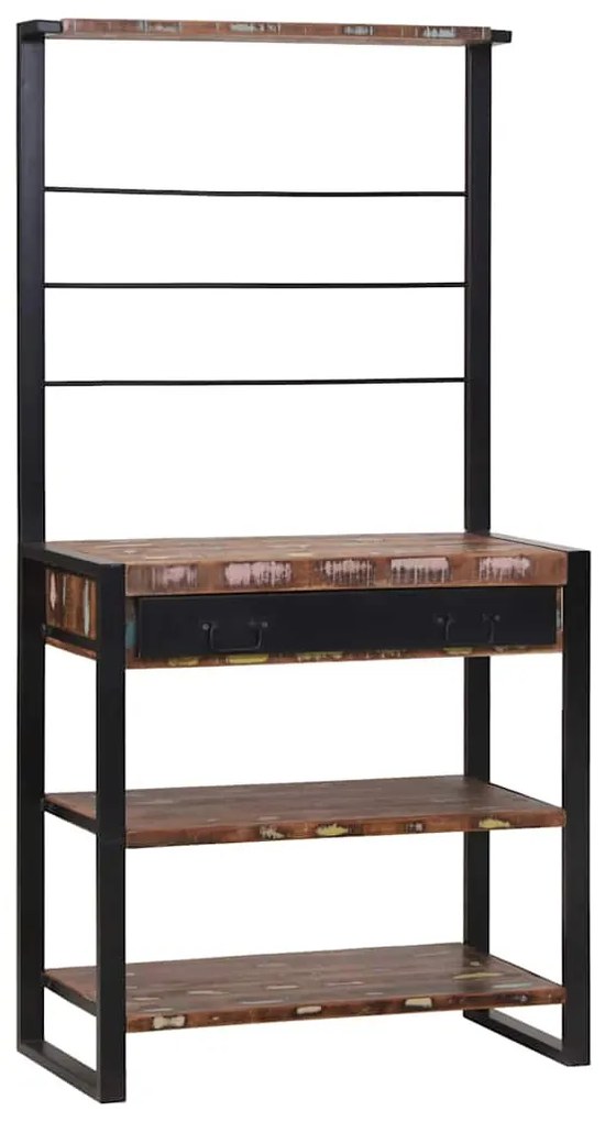 vidaXL Suporte de Cozinha Multicolorido 80x40x160 cm Madeira Reclamada Sólida