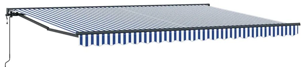 Toldo Retrátil Manual Azul e Branco 450x300 cm