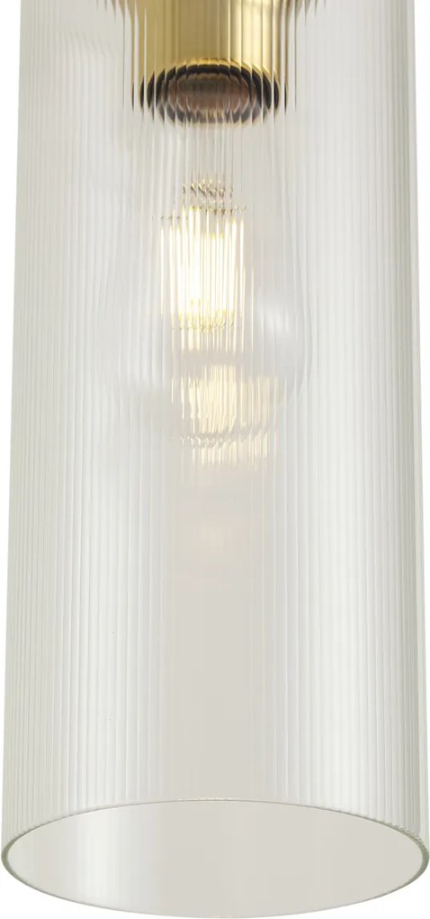 Candeeiro Pendente Art Deco Dourado com Vidro Transparente para Sistema de Calha Monofásico - Iconic Laura