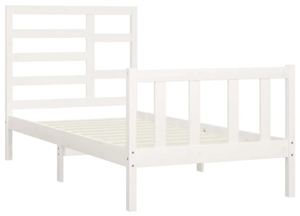 Estrutura de cama 90x200 cm pinho maciço branco