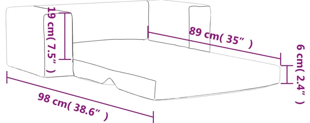 Sofá-cama infantil de 2 lugares pelúcia macia rosa