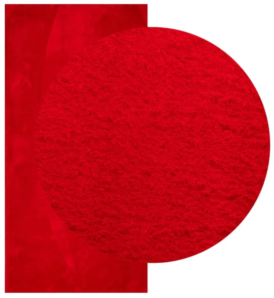 Tapete pelo curto macio e lavável HUARTE 100x200 cm vermelho