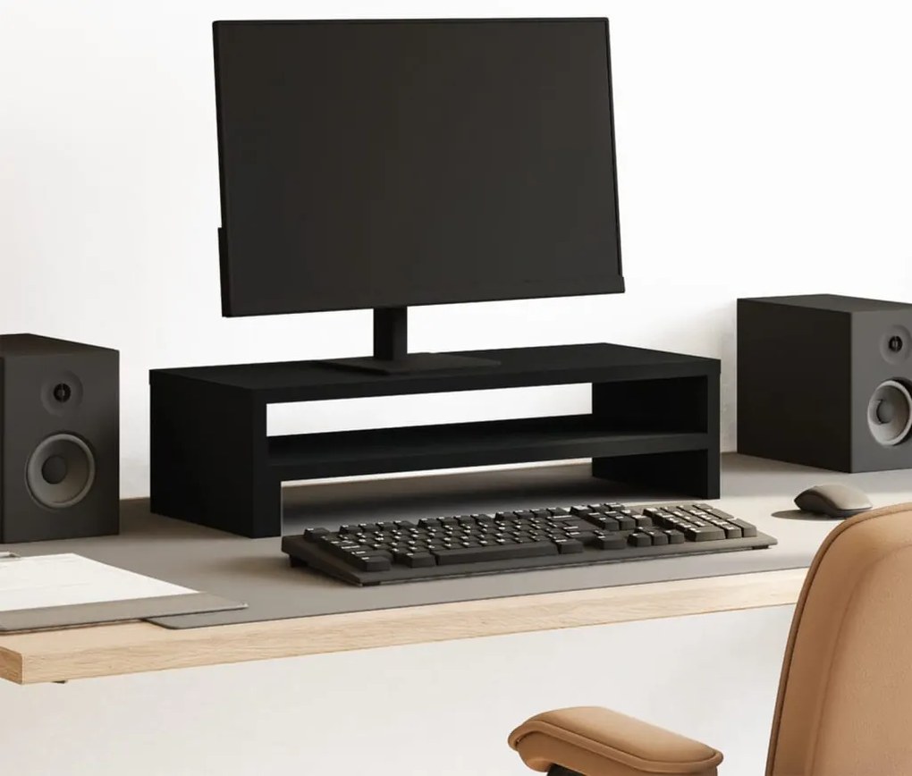 vidaXL Suporte para monitor 54x22x15 cm derivados de madeira preto