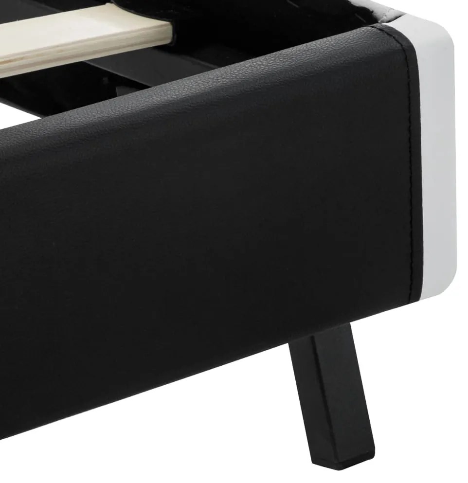 Estrutura de cama com LED 140x200 cm couro artificial preto