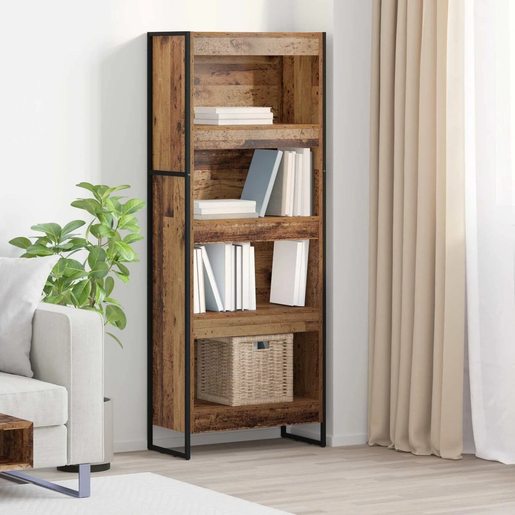 vidaXL Gabinete de Livros Madeira Antiga 80 x 30 x 155 cm