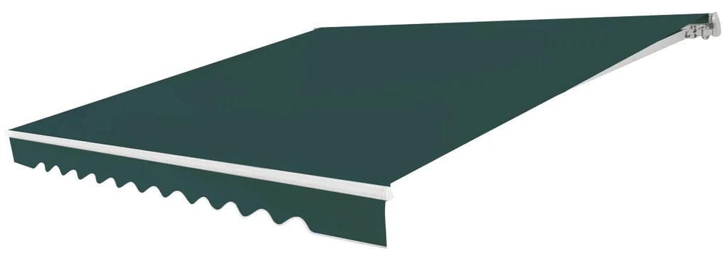 Toldo retrátil 3,6 x 3 m em alumínio com manivela e poliéster impermeável para exterior Verde