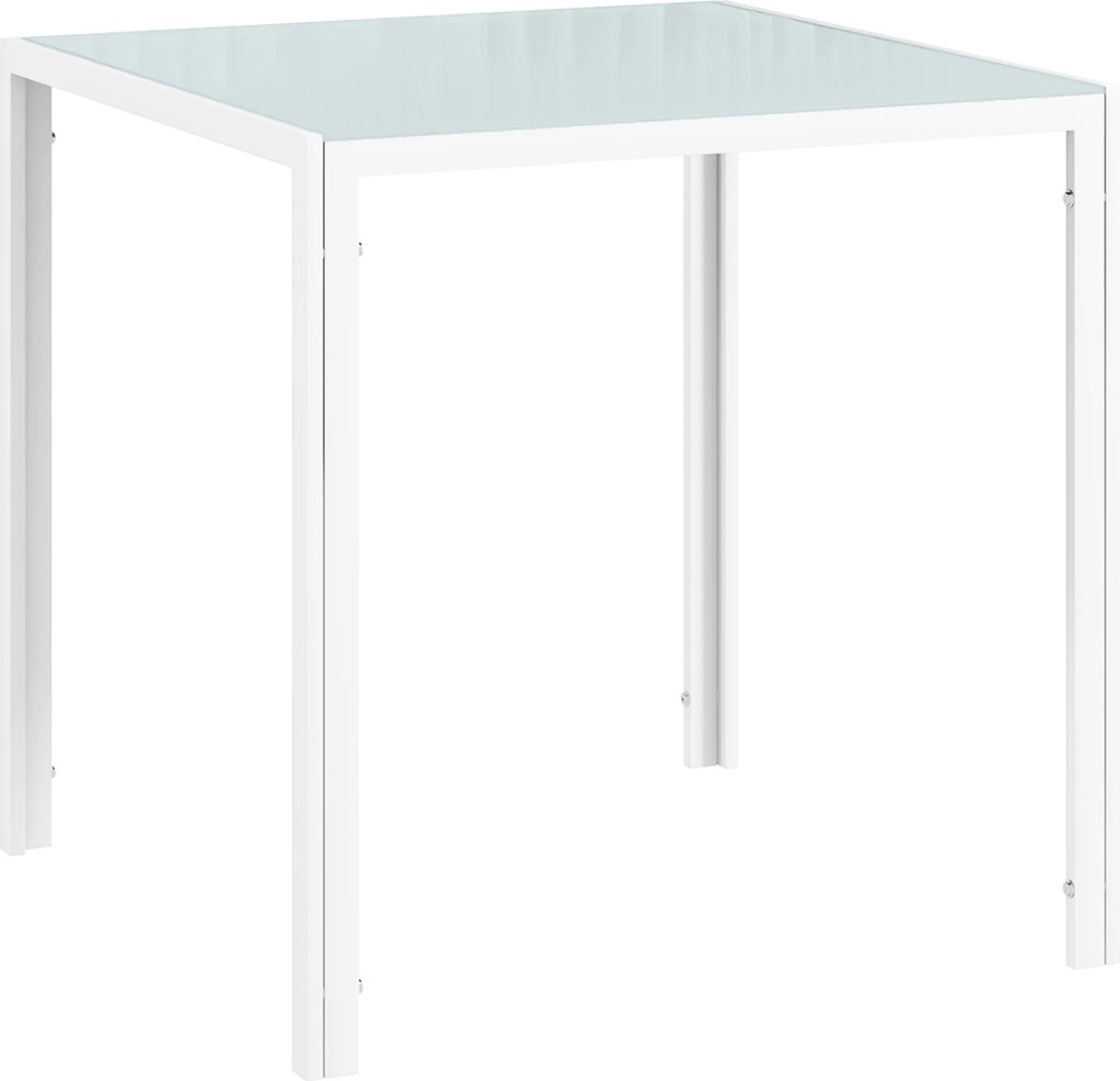 HOMCOM Mesa de Jantar em Vidro, Mesa de Cozinha Quadrada para 4 Pessoas com Pés Metálicos, 75x75x75 cm, Branco | Aosom Portugal