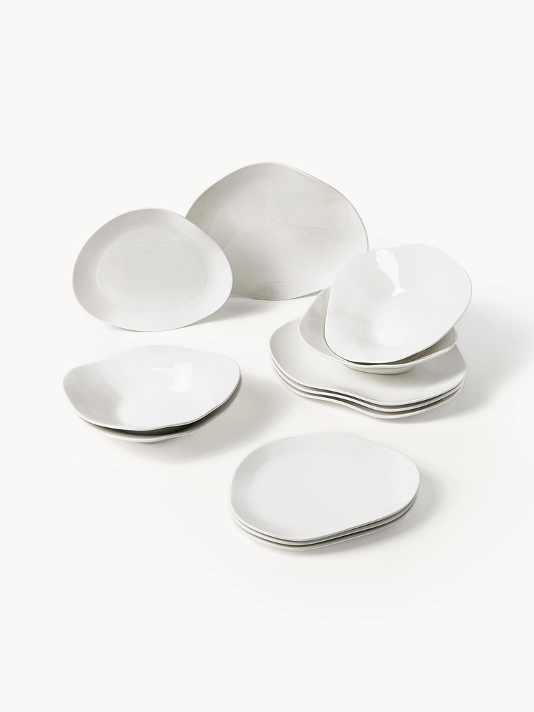 Conjunto de loiça em porcelana com forma orgânica Joana, 4 pessoas, conjunto de 12