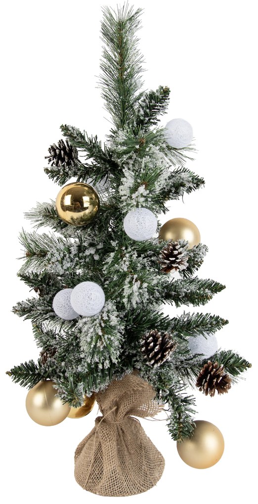 Árvore de Natal branca com dourado 60cm Incl. LED com temporizador - Jack