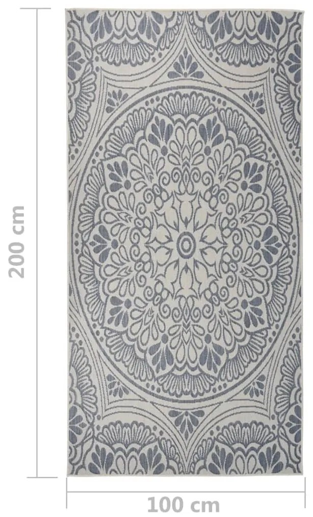 Tapete de tecido plano para exterior 100x200 cm padrão azul