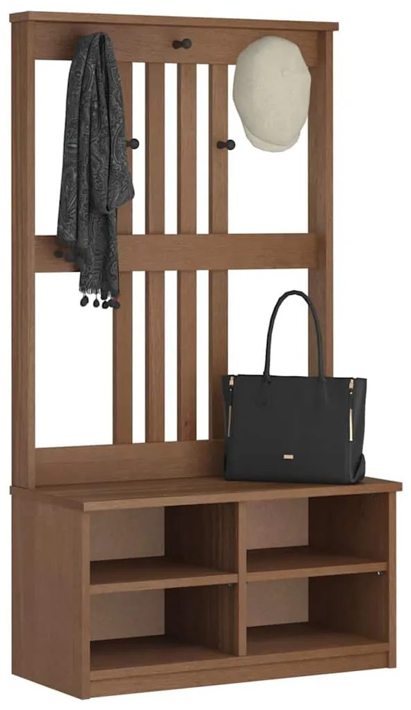 vidaXL Árvore de Hall SANDNES 87x40x159,5 cm Madeira Maciça de Pinho