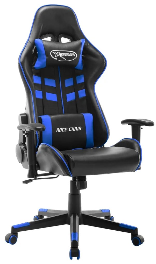 Cadeira de gaming couro artificial preto e azul