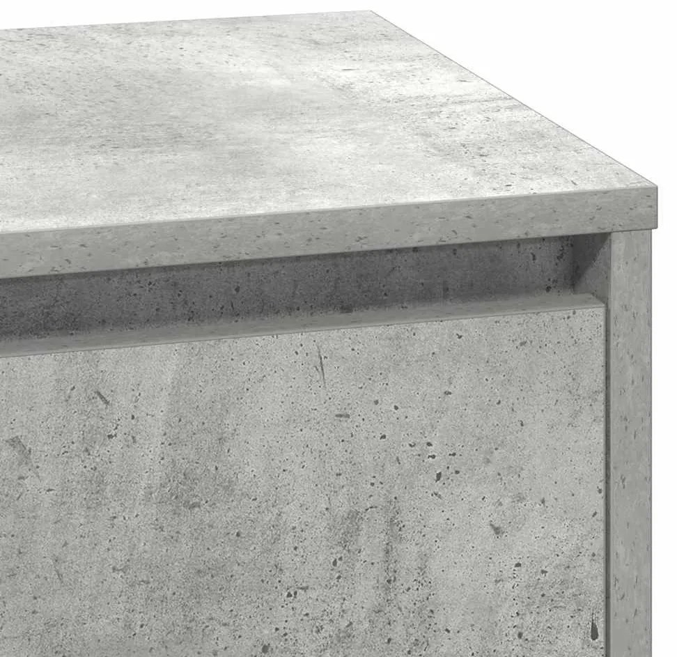 Cômoda de Cabeceira vidaXL com LED Cinza Concreto 71x34,5x75 cm Madeir