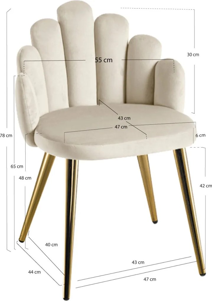 Cadeira Hand Gold Veludo - Beige