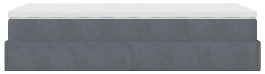 Estrutura cama otomana colchão 90x190 cm veludo cinzento escuro