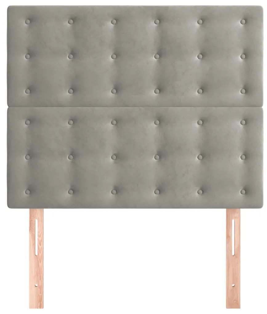 Cabeceira de cama 2 pcs veludo 100x5x78/88 cm cinzento-claro