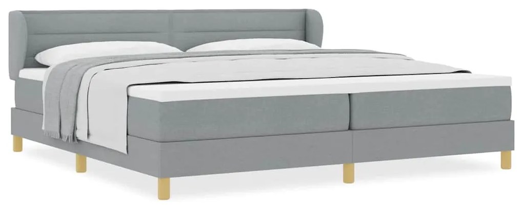 Cama Box Spring vidaXL com Colchão - Cinza Claro, 200x200 cm, Tecido