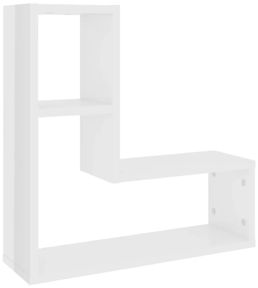 Estantes de parede 2 pcs derivados de madeira branco brilhante