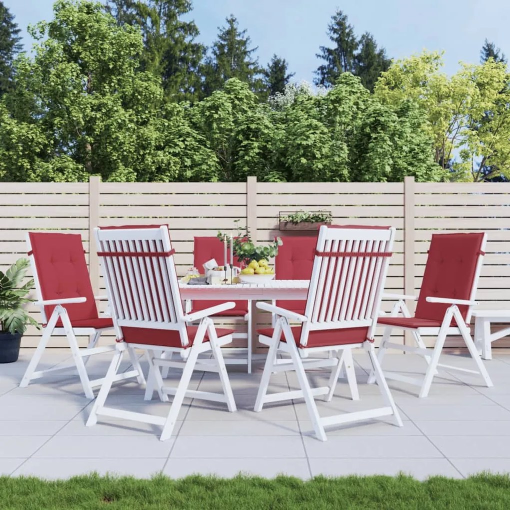 vidaXL Almofadões p/ cadeiras altas jardim 6 pcs tecido vermelho tinto