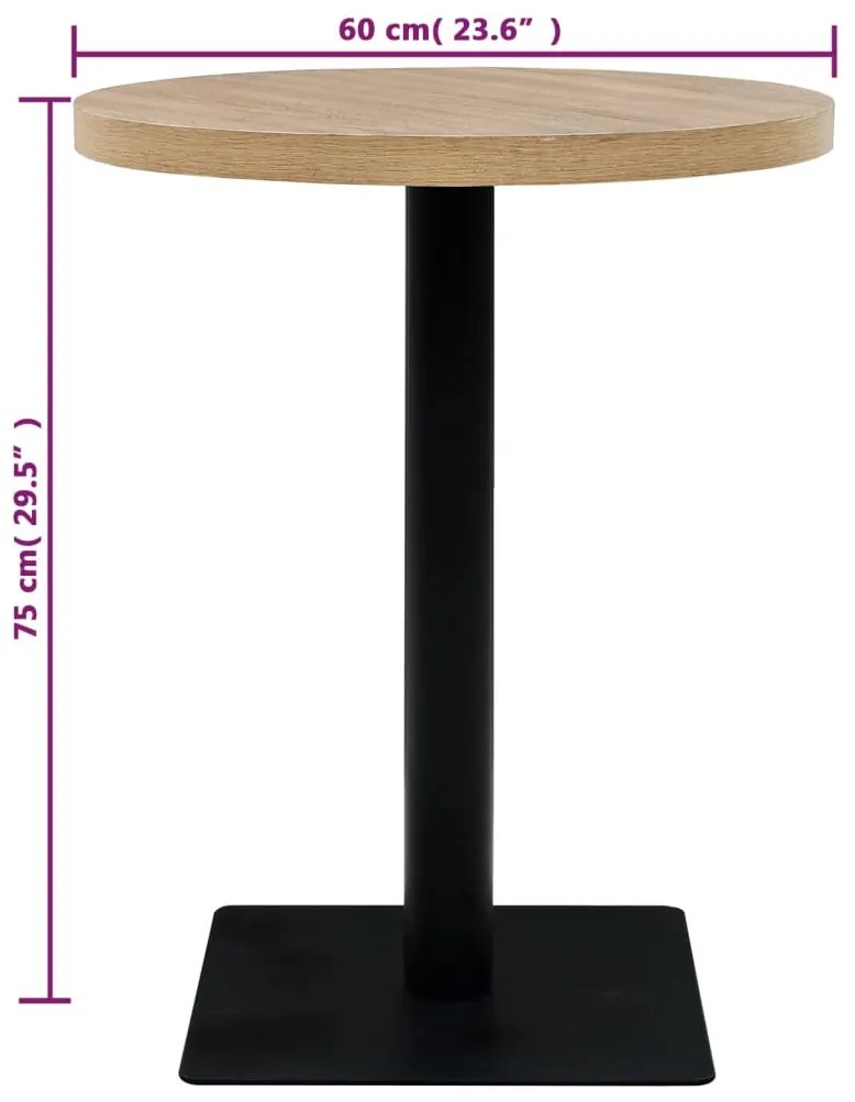 Mesa bistrô MDF e aço redonda 60x75 cm cor de carvalho