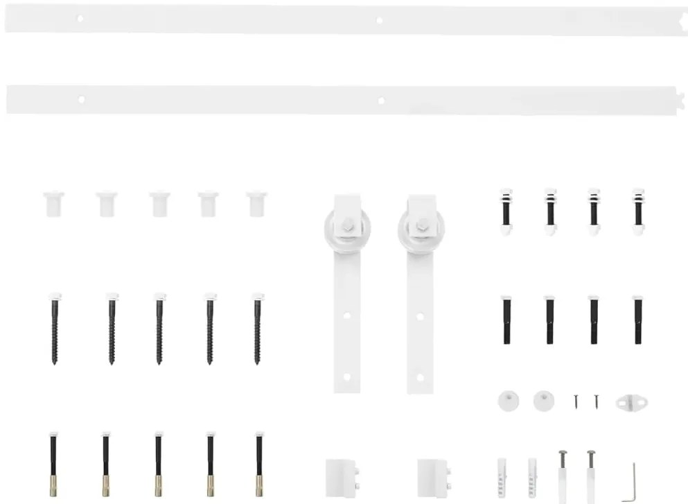 Kit de ferragens para porta deslizante 200 cm aço branco