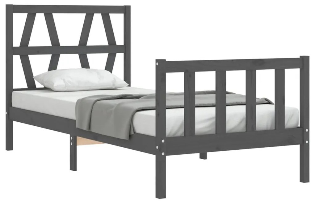 Estrutura de cama com cabeceira 90x200 cm madeira maciça preto