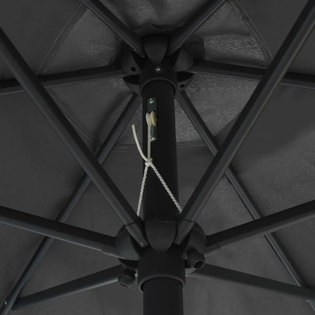 Guarda-sol jardim c/ luzes LED/poste alumínio 270 cm antracite