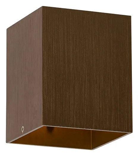 Candeeiro de parede moderno bronze escuro quadrado - Sola Moderno